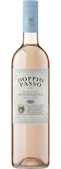 A bottle of alcohol-free Rosato Alternativa by Doppio Passo.