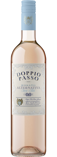 A bottle of alcohol-free Rosato Alternativa by Doppio Passo.