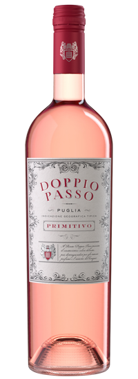 A bottle of Primitivo Rosato Doppio Passo, vibrant and refined.