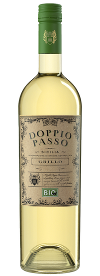 Flasche Grillo Bio Doppio Passo, frisch und nachhaltig.